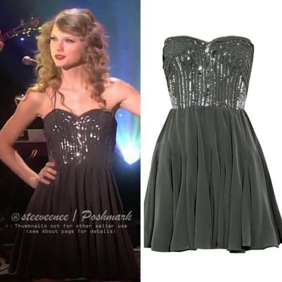 Rebecca Taylor Strapless Chiffon Sequin Dress ASO Taylor Swift - Picture 1 of 10